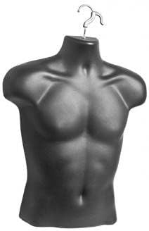 Male Torso - Hard Plastic, Black or White, Case of 25