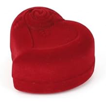 I-MART Heart Shaped Rose Case for Proposal, Engagement Ring Holder and Wedding Ring Display, Red Velvet Rose Jewelry Case, Heart Jewelry Organizer for Wedding Proposal Decorations