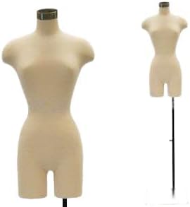 Adult Female Off White Dress Form Mannequin Torso with Adjustable Square Metal Base #F6WLG-BS-05BK