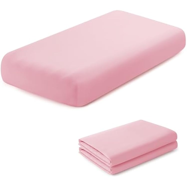 2 Pack Kids Air Mattress Fitted Sheet Only Compatible with Intex Cozy Kidz, Light Pink Toddler Inflatable Mattress Sheets for Travel Camping Airbed & Sleepover Party