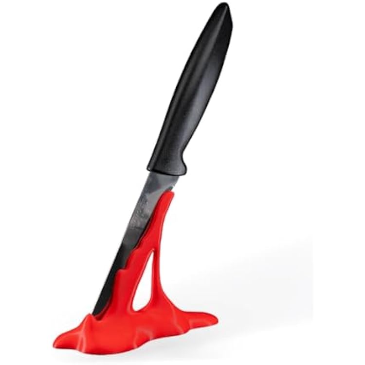 Blood Design Kitchen Knife Holder Display | Unique Kitchen Knife Blood Splatter Design for Halloween, Murder Mystery Parties | Made in USA