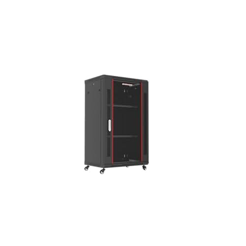 Sysracks 18U Server Rack Cabinet 18 Deep Locking Network Enclosure with Casters, Cooling Fan, Power Bar, and Dust-Tight Cable Entries