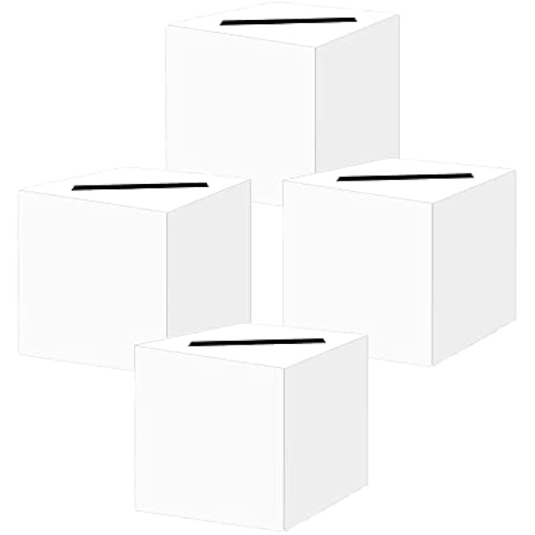 SietDESEO 4 Pack White Money Box Card Box Holder for Wedding Party Birthday Baby Shower Bridal Shower Raffle Ticket