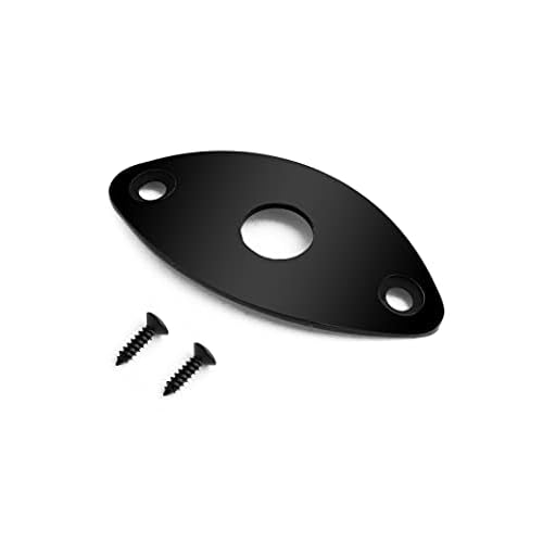 Bogart Guitar Jack Socket Plate Curved Oval Football Style Output Jack Plate Compatible with Les Paul Ibanez Jackson Guitar or Bass with Mounting Screws Black. HJ 003-BK