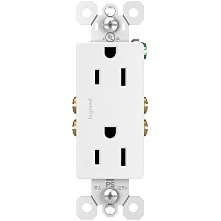 Legrand Radiant 885TRWCC21 15 Amp Decorator Duplex Outlet, White, 1 Count