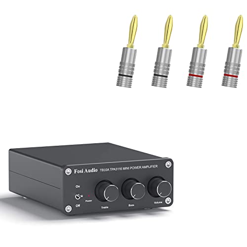 Fosi Audio Banana Plugs 2 Pairs  4 pcs and TB10A 2 Channel Stereo Audio Amplifier Receiver