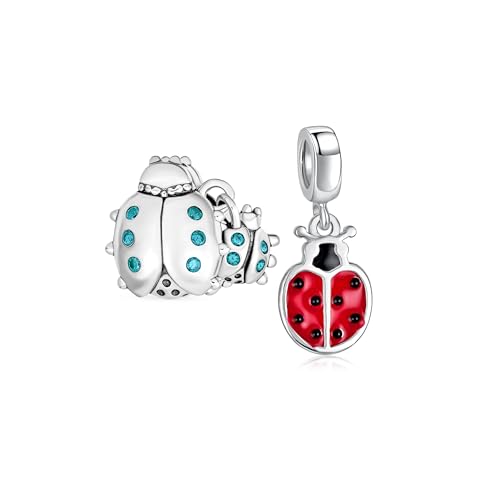 Bling Jewelry Personalize Red Lucky Mother & Ladybug Insect Gardener Dangle Charm Bead For Women For Teen .925 Sterling Silver Fits European Bracelet