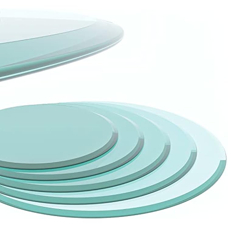 ODUSE-DAILY 28 inch Round Glass Table Top - Tempered Glass, 12 Thickness, Beveled Polished Edge