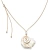 Shell Necklace for Women, Adjustable Beach Jewelry Pendant with Mother of Pearl Look, Pearl Bead Cord Choker for Summer Vacation Coastal Ocean Outfits