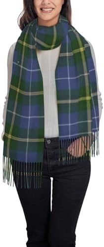 Dyale Tartan Clan Stewart Plaid Black Red Check Imitation Cashmere Long Fringe Scarf, Warm And Comfortable Scarf