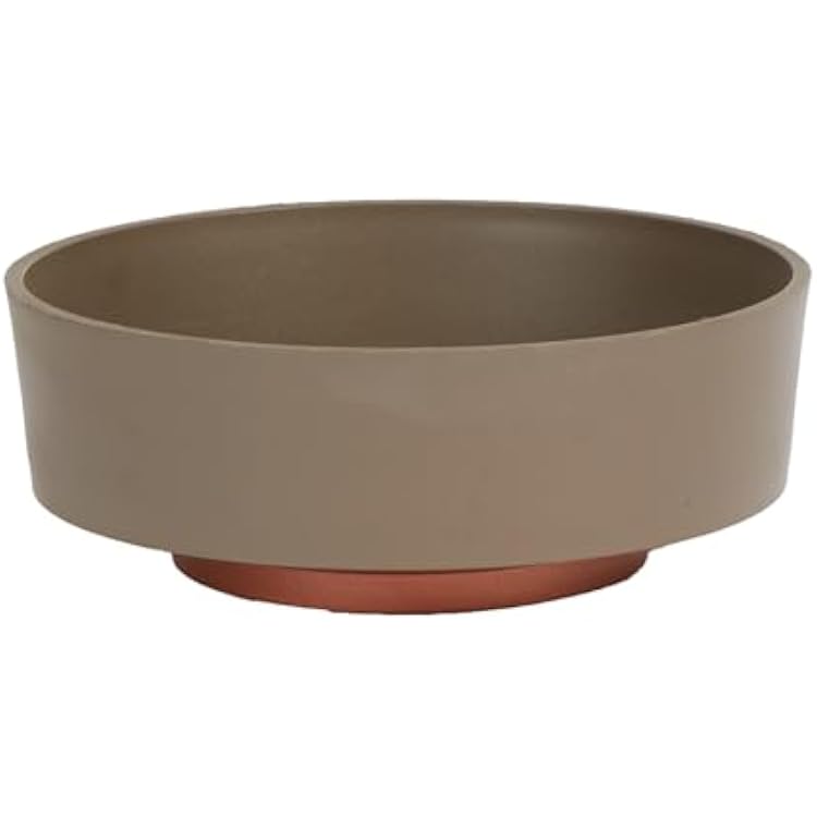 The HC Companies 6 Inch Round Plastic Succulent Capri Bowl 6x6x2.25 in Artisan Taupe with Copper Bottom Color