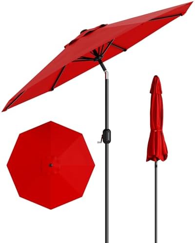 Patio Umbrella Outdoor, Market Umbrella, Table Umbrella with Push Button Tilt and Crank, 8 Sturdy Ribs UV Protection Waterproof for Garden, Pool, Deck, Backyard