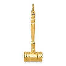 Solid 14K Yellow Gold 3-D Gavel Charm
