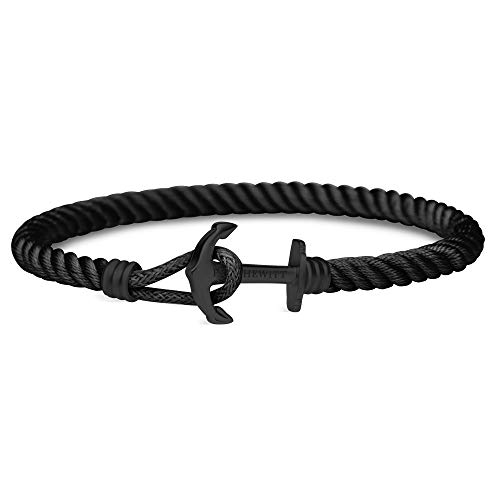 PAUL HEWITT Anchor Bracelet Nylon PHREP Lite - Nylon Bracelet for Men Black, Mens Bracelet with Anchor Jewelry Made of IP Stainless Steel Black, Stunning Mens Jewelry