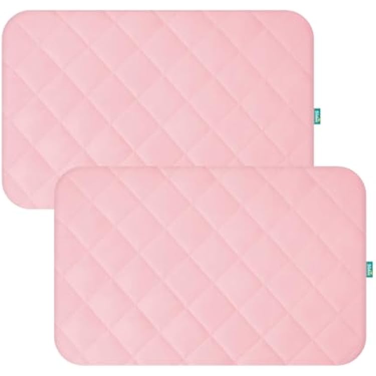 Pack and Play Sheets Fitted Waterproof Pack and Play Mattress Protector Pad Cover 2 Pack Pink Quilted 39 x 27