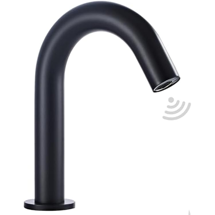 Automatic Touchless Black Sensor Bathroom Sink Faucet Small Kitchen Faucet Touch-Free Electric Motion Infrared Sensor Handfree Faucet Basin Sink Public Aerator Spout Dual Powered