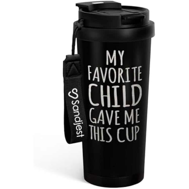 Gifts from Daughter Son - Stainless Steel 2-in-1 Lid Coffee Tumbler 18 oz, My Favorite Child Gave Me This Cup Insulated Travel Mug Gift for Dad Mom, Birthday, Christmas, Fathers Day, Mothers Day