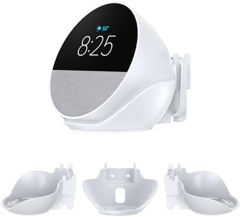 Wall Mount Bracket for Spot 2024 Release -ABS Spot Accessories,Fixed Angle Space Saving Holder with Cable Organizer, Smart Alarm Clock Shelf, Great for Nightstands, Offices and Kitchens