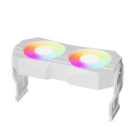 Computer Memory Ram Radiator Plastic Heatsink ram Cooler Fan with Dual 60mm rotatable pc Fans 4Pin PWM &5V 3PIN ARGB ram Cooling Fan for Memory Module Cooling Solution (White)