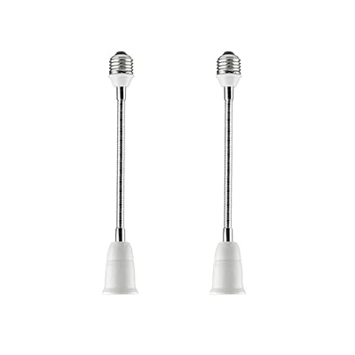 E26/E27 Light Socket Extender Adapter,30cm/12 inch Light Bulb Extension,E26 to E26 Flexible Extension,360 Bendable Adjustable Standard E26/E27 Bulb Screw Base Extender Adapte,Black(2 Pack)
