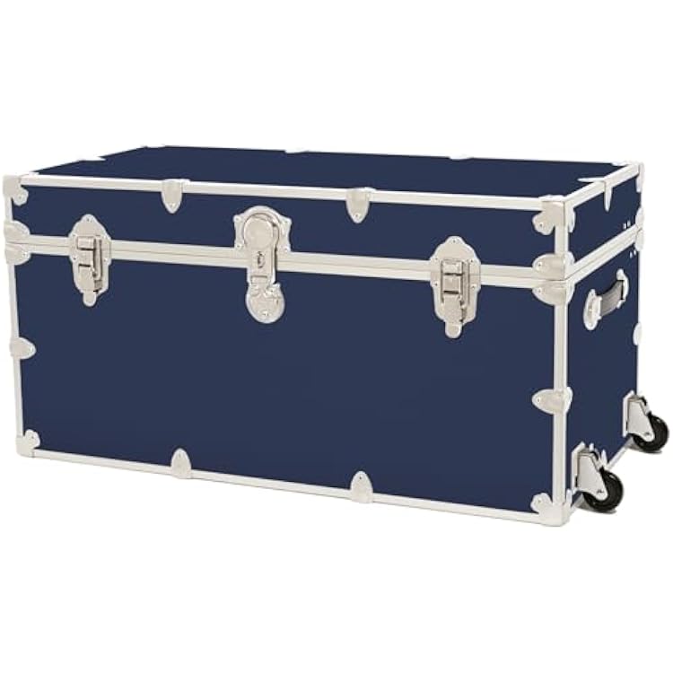 Rhino Trunk & Case Classic XXL Home Storage & College Trunk With Wheels - 36x18x18, Seats 1500 lbs, Soft-Close Lid. USA Made Secure Dorm Furniture, Organization, Steamer Style Blanket Chest