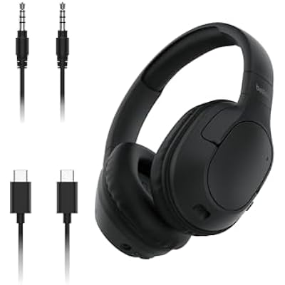 Belkin SoundForm Surround Bluetooth Over-Ear Headphones - Environmental Noise Cancelling Headphones - Wireless w 60H Playtime & Soft Ear Cups for iPhone, Galaxy, iPad, Travel, Home, or Office - Black