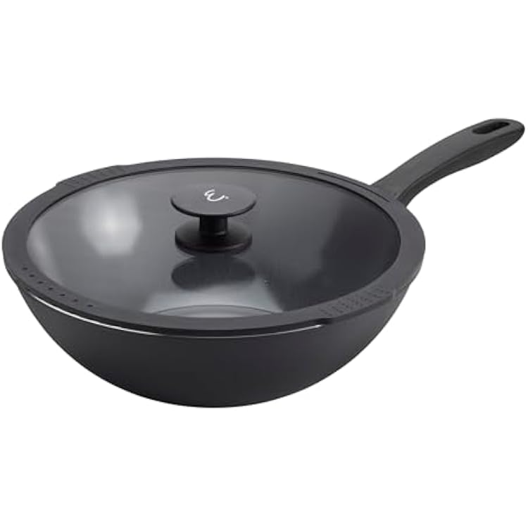 HENCKELS x EMERIL Lagasse Nola 11-Inch Nonstick Wok with Lid, PFAS-Free Aluminum Wok Pan, Made in Italy, Scratch-Resistant Ceramic Nonstick Cookware, Oven Safe