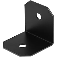 6 Pack 3" L x 3" W x 3-1/4" H Steel L Right Angle Brackets, Black Corner Braces