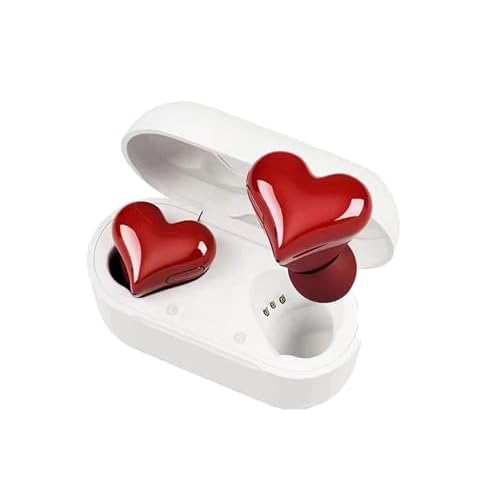 Dpofirs Earbuds Heart Shaped, Bluetooth Headphones HiFi Stereo Earphones, Rechargeable Earbud Headphones, Noise Cancelling in Ear Earbuds for Working Sports
