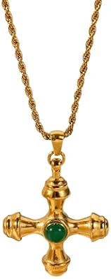 18K Plated Gold Cross Necklace Chunky Cross Necklace Summer Necklaces Vintage Necklace Y2k
