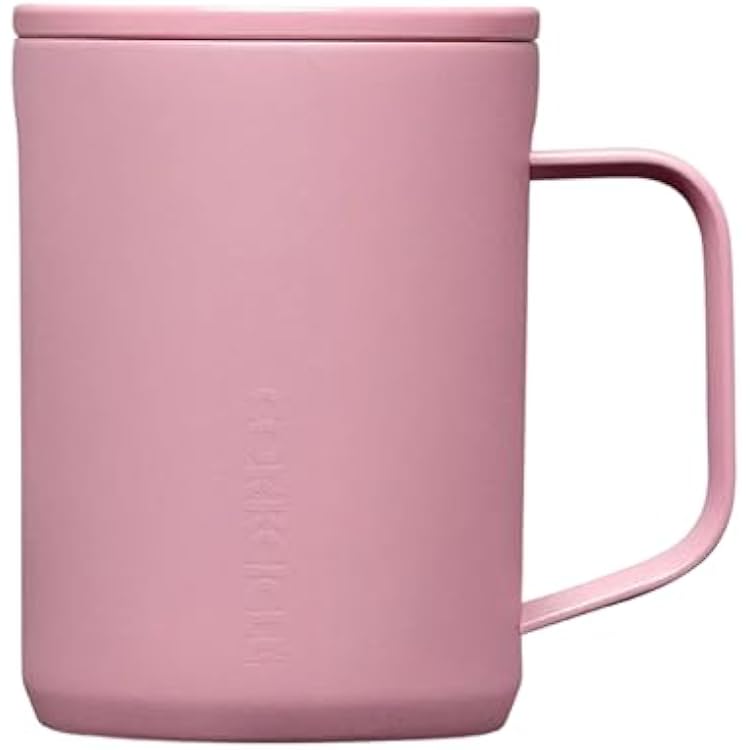 Corkcicle Classic Coffee Mug - Triple Insulated Stainless Steel Travel Mug - Shatter-Proof Lid - Keeps Drink Hot Over 3 Hours - Holiday Mug Gift - Great for Gifting Warmth - 16 oz - Desert Rose