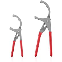 9" & 12" Oil Filter Pliers Wrench, Adjustable Oil Filter Pliers Set,Oil Filter Removal Tools Fit Most of Cars, Trucks, Motorcycles Engine Filters (Red)
