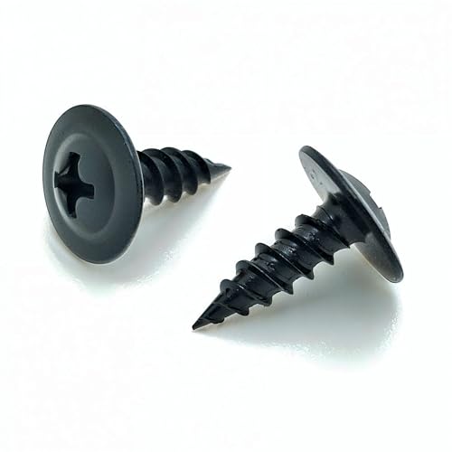 BCP Fasteners #8 x 12, 100 Qty Phillips Small Black Modified Truss Head Screws, Deep Thread Sharp Point, Carbon Steel Black Phosphate Coated Self-Tapping Screws for Wood & Metal BCP1077