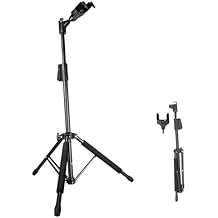 AROMA Bass Stand Universal for Acoustic Electric Classical Guitars Floor Stand Foldable with Auto-Lock Neck Holder Soild Tripod One Button Lift