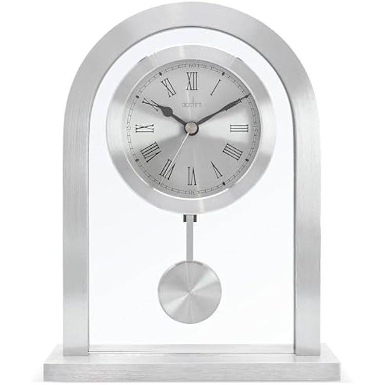 Acctim 36757 Bathgate Glass Pendulum Mantel Clock, Silver