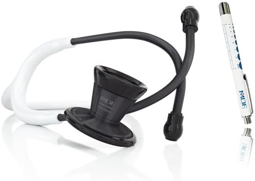 MDF Instruments ProCardial Cardiology Stethoscope, Lightweight Titanium, Adult, Dual Head, White Tube + LUMiNiX Medical Professional Penlight