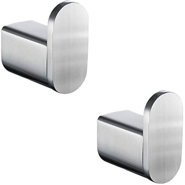 RANDOM Brushed Towel Hooks Bathroom Hardware Accessories Coat Hook 304 Stainless Steel Clothes Hook for Bath Kitchen Contemporary Hotel Style Wall Mounted 2 Pack. Round, Brushed Steel.