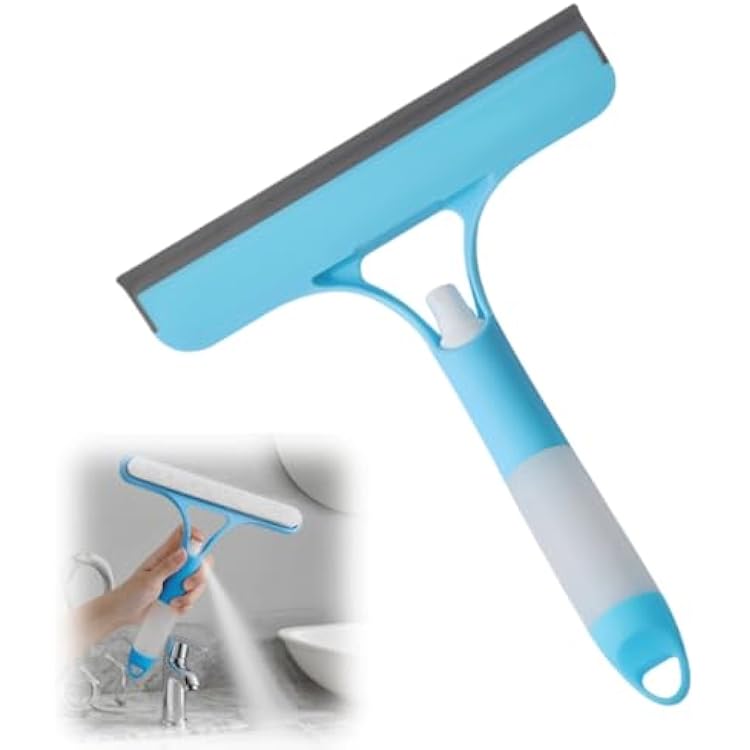3 in 1 Spray Squeegee, Spray Window Squeegee Tool with Spray Bottle for Tile Walls, Bathroom, Window, Glass and Car Windshield, Mirrors and Kitchen