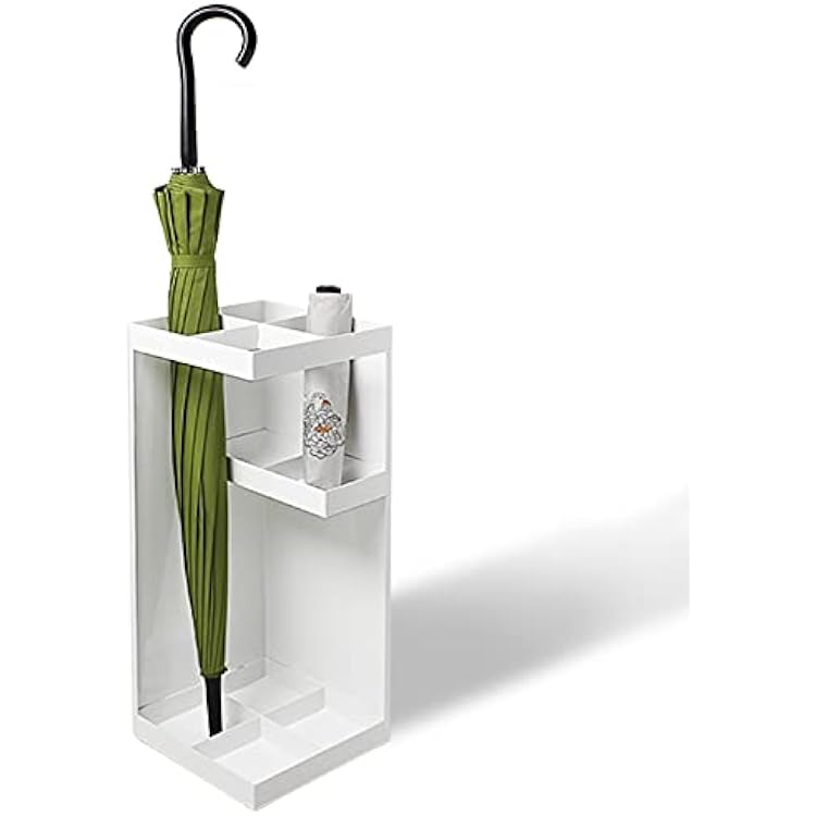 Modern Metal Double Layer Umbrella Rack, Umbrella Holder with Removable Drip Tray, Umbrella Stand for Long & Short UmbrellasWalking Canes Storage