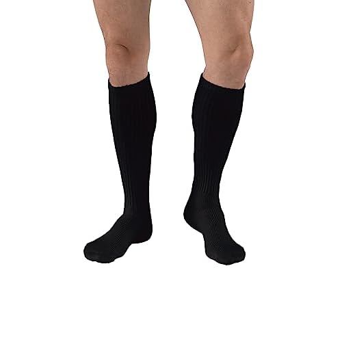 JOBST SensiFoot Diabetic Compression Socks for Men and Women 8-15 mmHg with Seamless Toe and Moisture Management - Extra Padding in Toe, Foot, and Heel Area - Knee High - Closed Toe - Black, Large