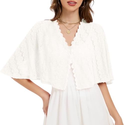Wedtrend Womens Floral Lace Shawl Wraps Shrug for Evening Dress Wedding Cape Bolero Flapper Cover Up