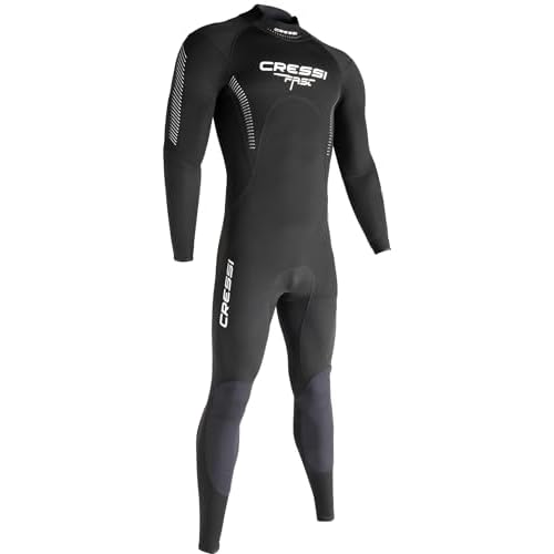 Cressi Mens 1 mm Neoprene Wetsuit - Back-Zip Seal for Scuba Suit - Abrasion Knees for Dive Gear - Flex Neoprene for Surfing