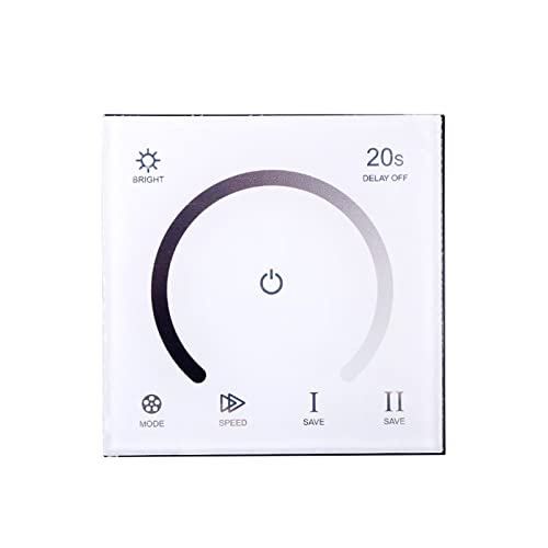 DC 12V 24V 12A LED Dimming Controller, Dimmable Wall Mounted Touch Panel Dimmer Controller Suitable for Single Color LED Strips, COB LED Light Strips, LED ModulesSingle Color