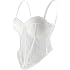 ELLACCI Women's White Mesh Corset Top with White Trim Spaghetti Strap Push-Up Bustier Tops