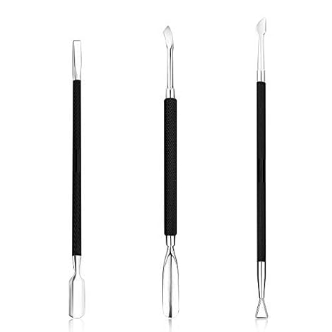 Cuticle Pusher Stainless Steel Triangle Nail Poly Gel Polish Remover Deeply Nail Cleaner Professional 3pcs Manicure Remover Tool Cuticle Care for Fingernails and Toenails,opove CP-3 Black