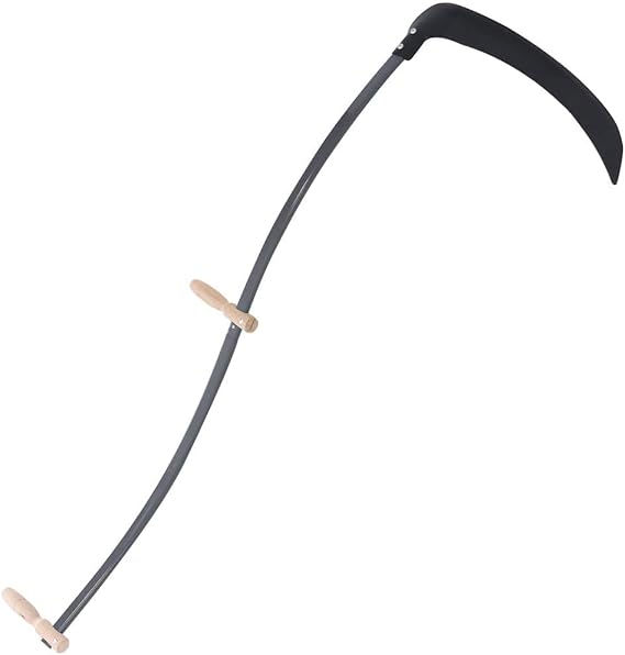 Scythe with Grinding Stone, Garden Tool with Steel Blade and Wooden Grips, Snath Length: 57.1",-111