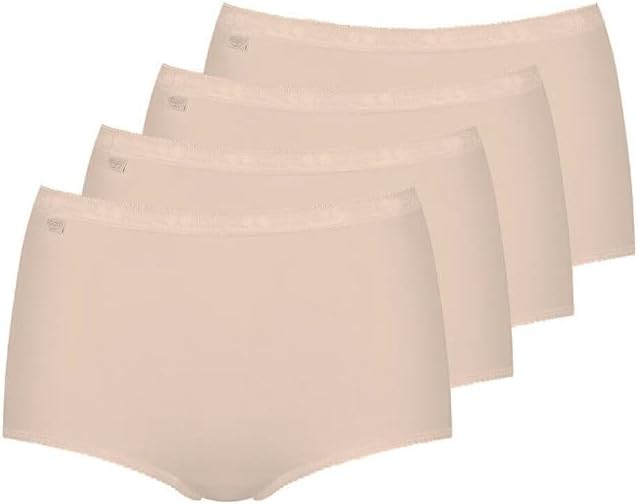 Sloggi Womens 4 Pack Zero Feel High Waisted Cheeky Cotton Underwear or Panties for Ladies Basic Maxi Briefs Skin