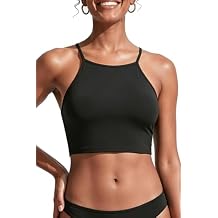 Aqua Eve Women's Sport Bra Bikini Tops Racerback Swimsuit High Neck Bathing Suit Crop Swim Tops Only No Bottom