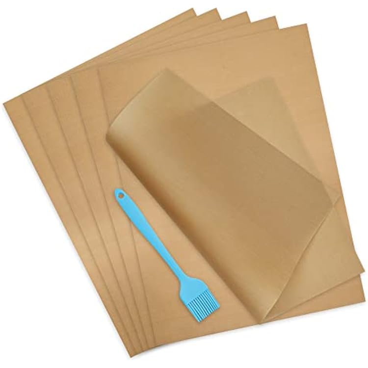 6 Sheets Baking Mats Non Stick Reusable,Oil Brush,Baking Mat Sheet Baking Tray Liner Set 30  40cm, Professional Quality,Nontoxic CookingMat,Reusable Non Stick Oven Liner
