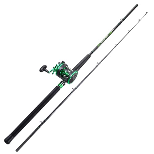 Sougayilang Catfish Rod and Reel Combo, Medium Heavy 2-Piece Conventional Reel Combo with 25LB Drag, 3.8:1 Gear Ratio, High Line Capacity, Saltwater-Ready for Catfish Salmon Steelhead